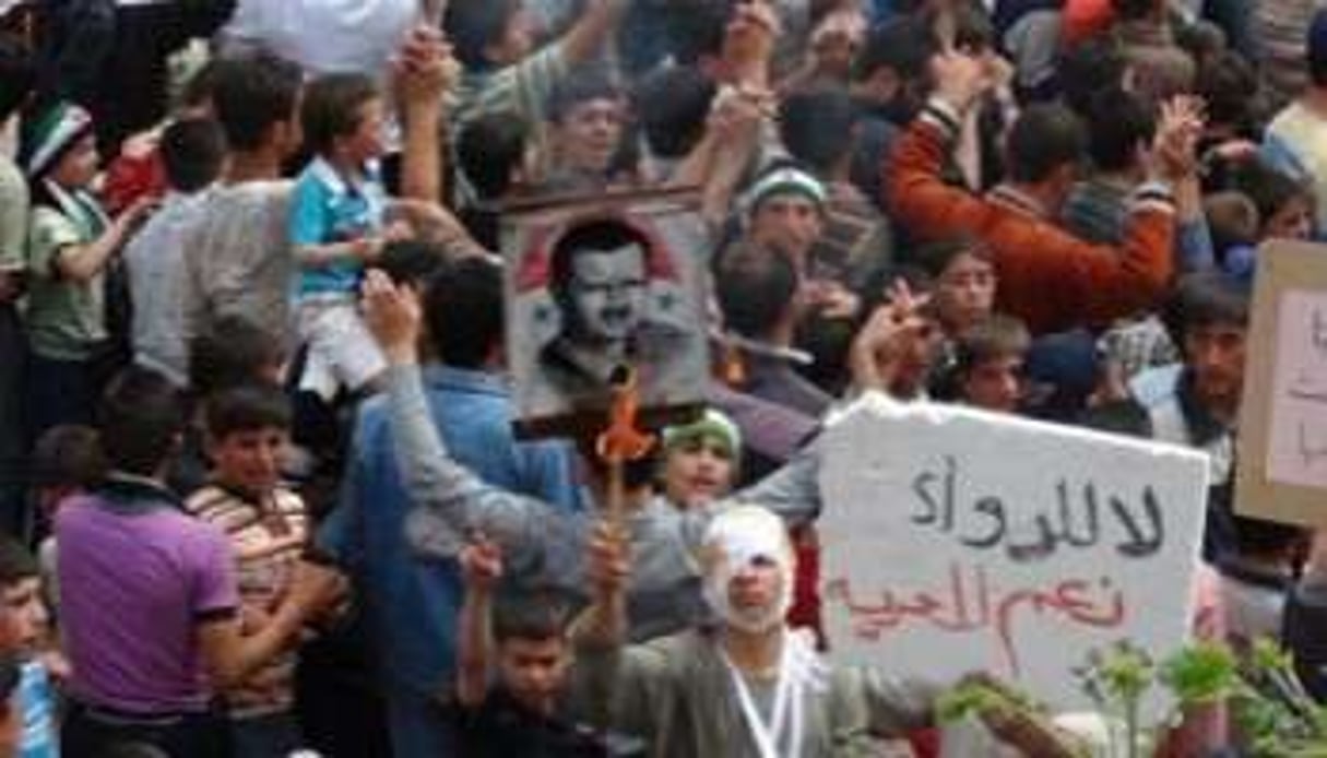 Manifestation anti-régime à Talbisseh, dans la province de Homs © AFP