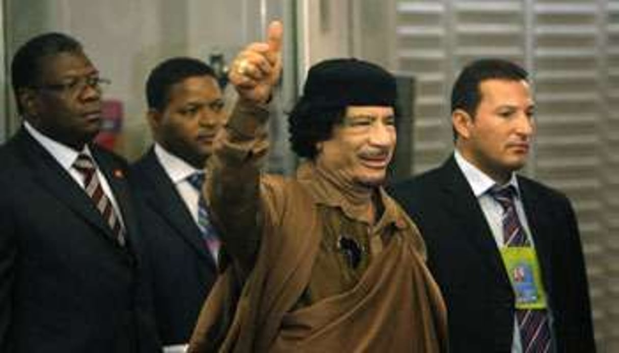 Mouammar Kadhafi, le 23 septembre 2009, à l’Assemblée générale des Nations Unies à New York. © AFP