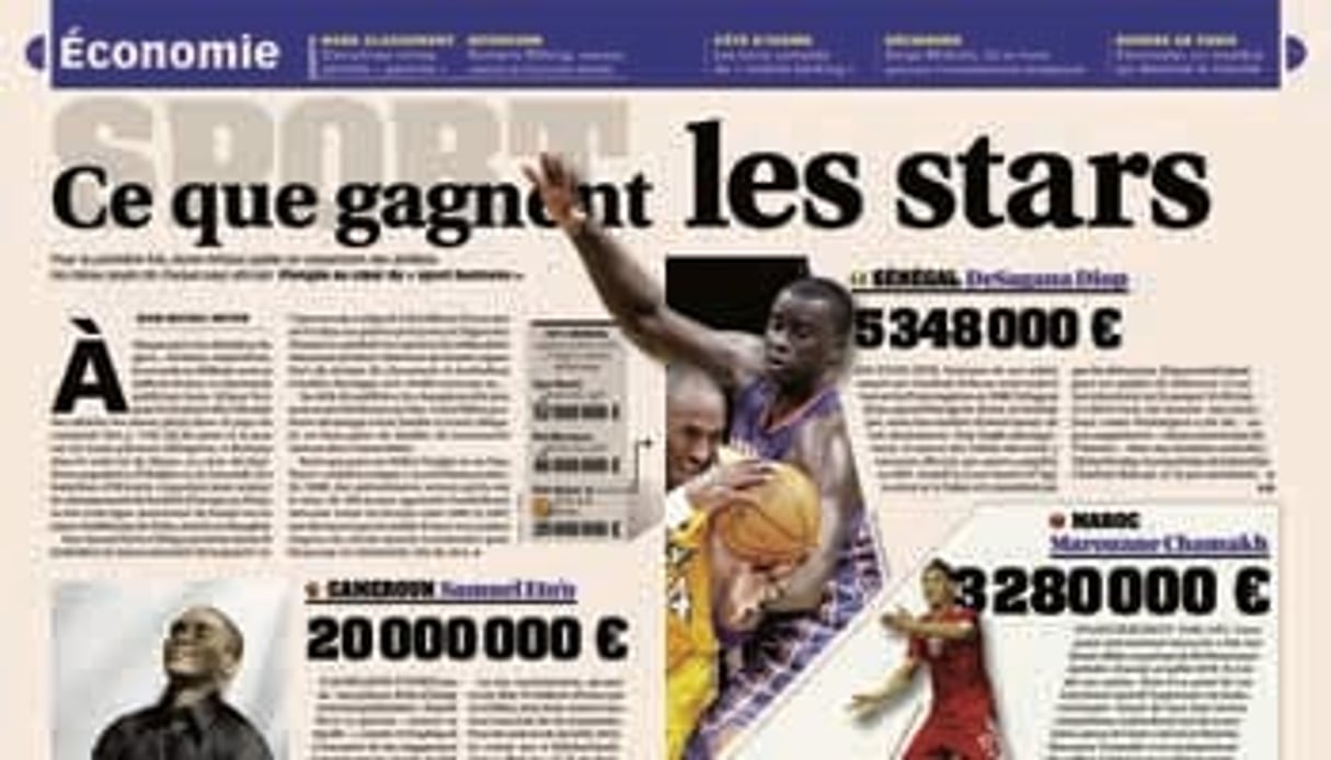 L’ouverture des pages écofinance de Jeune Afrique 2674-2675.