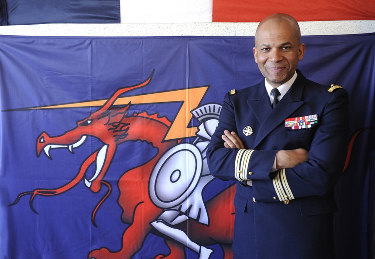 Philippe Ebanga (France-Cameroun), capitaine de vaisseau dans la marine française, porte-parole du SIRPA Marine. A Paris le 13.04.2012. © Vincent Fournier/J.A.