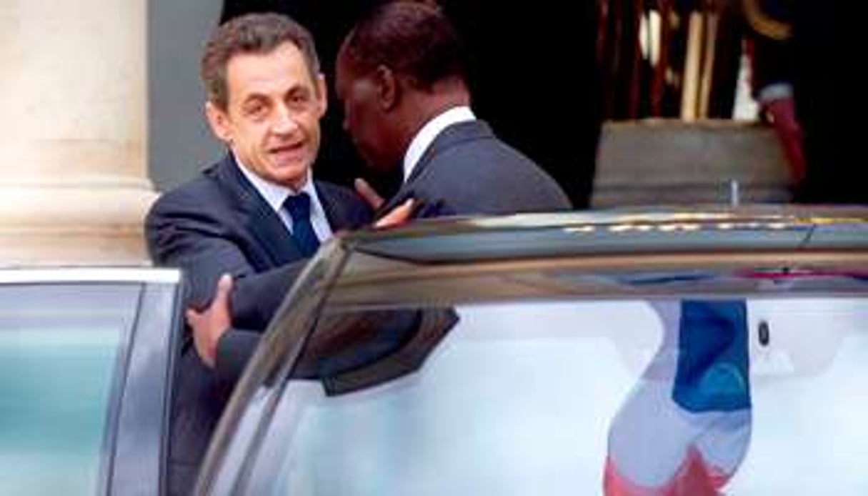 Nicolas Sarkozy et Alassane Ouattara, le 7 mai à l’Élysée. © Bertrand Langlois/AFP