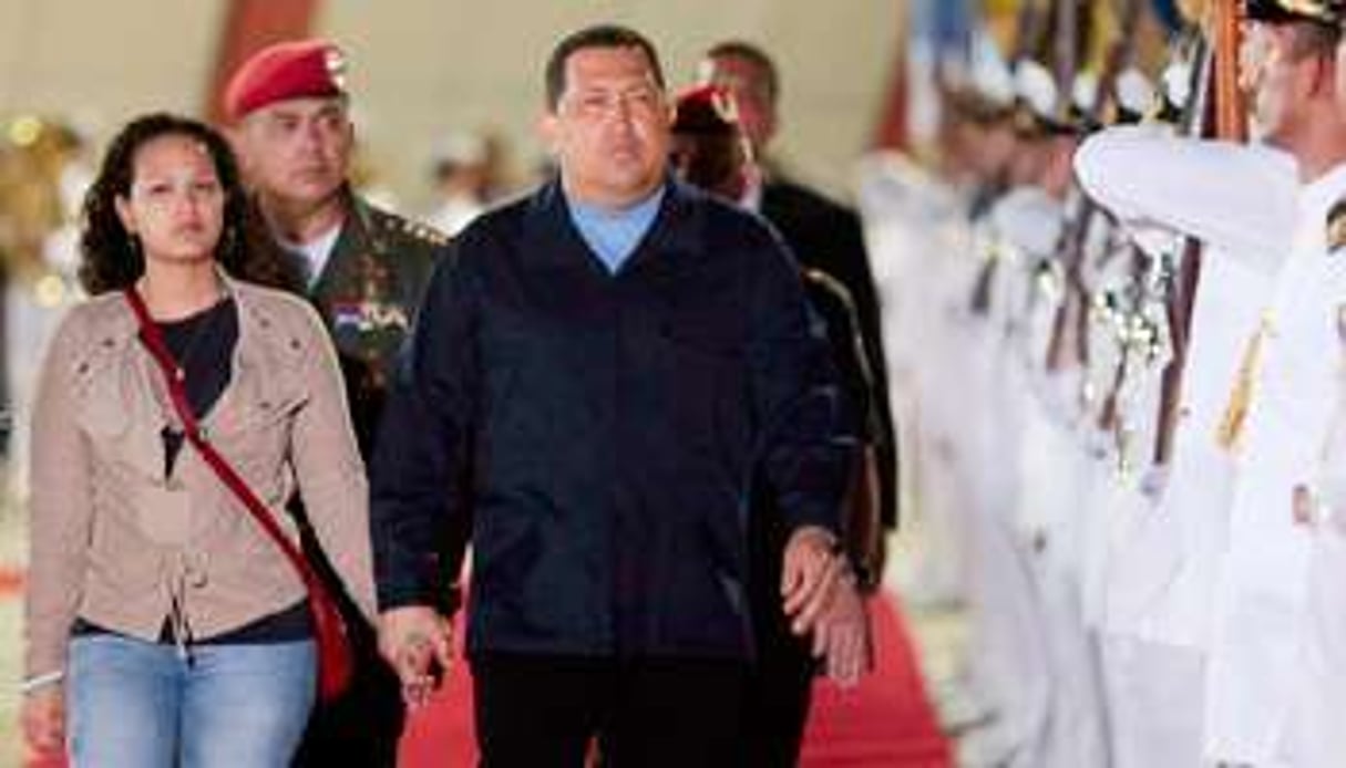 Avec sa fille, à l’aéroport de Caracas le 23 Mars. © Francisco Batista/AP/SIPA