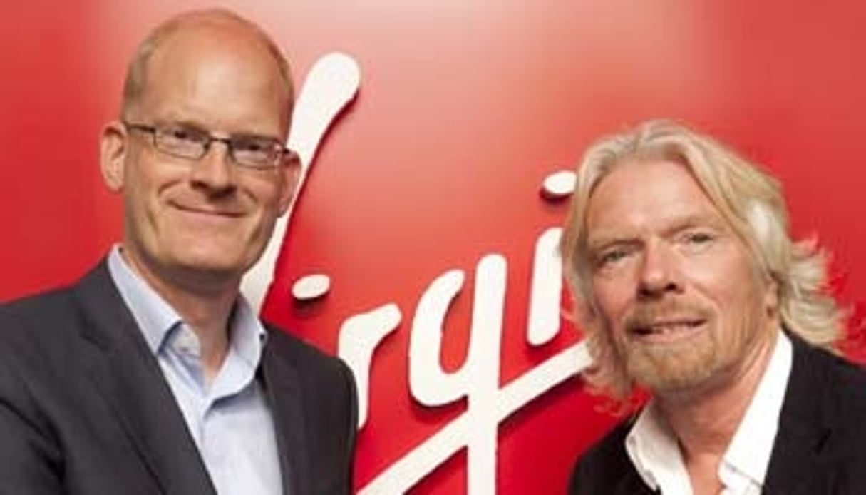Richard Branson (Virgin Mobile, à droite) et Mikkel Vinter (Friendi), désormais partenaires MVNO en Afrique et au Moyen-Orient. © Friendi