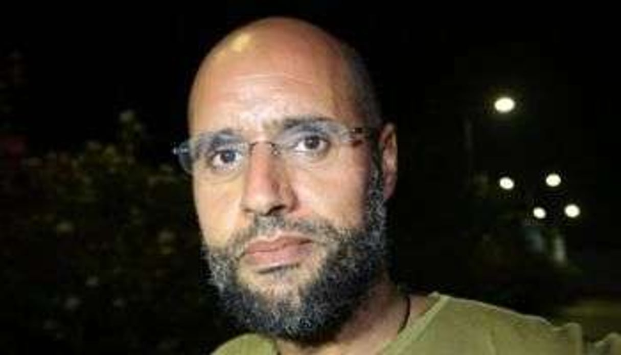 Seif al-Islam, fils de Mouammar Kadhafi, le 23 août 2011 à Tripoli. © AFP