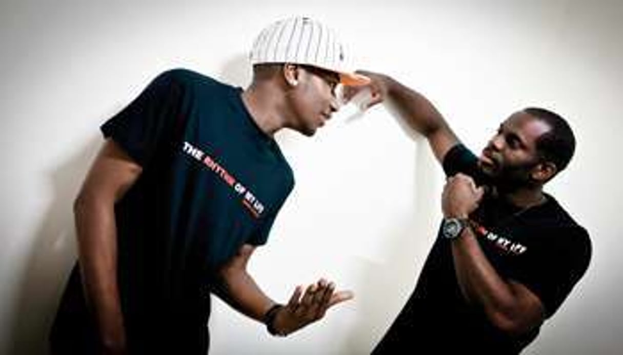 Ismael Sankara (à gauche) et son producteur Mike Mef. © Marc-Antoine Tchicot
