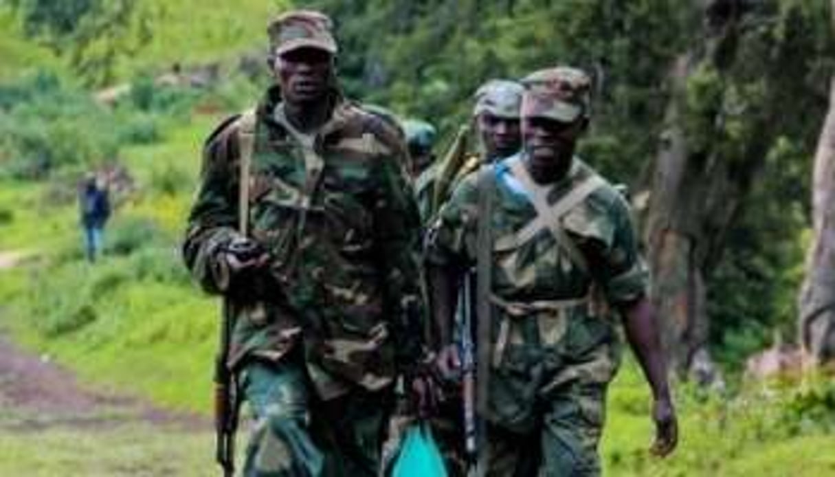 Des soldats rebelles du Mouvement du 23 mars dans les collines du Nord-Kivu, le 3 juin en RDC. © Melanie Gouby/AFP