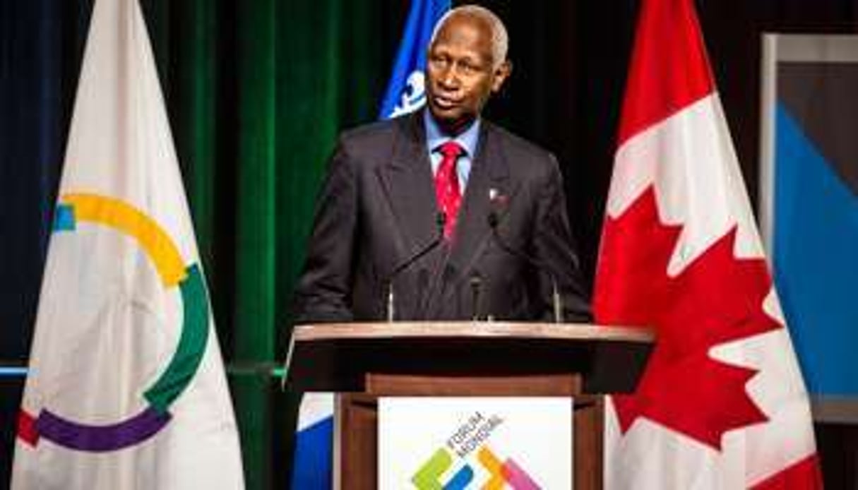 Abdou Diouf, le secrétaire général de l’OIF, à Québec (Canada), le 2 juillet. © Rogerio Barbosa/AFP