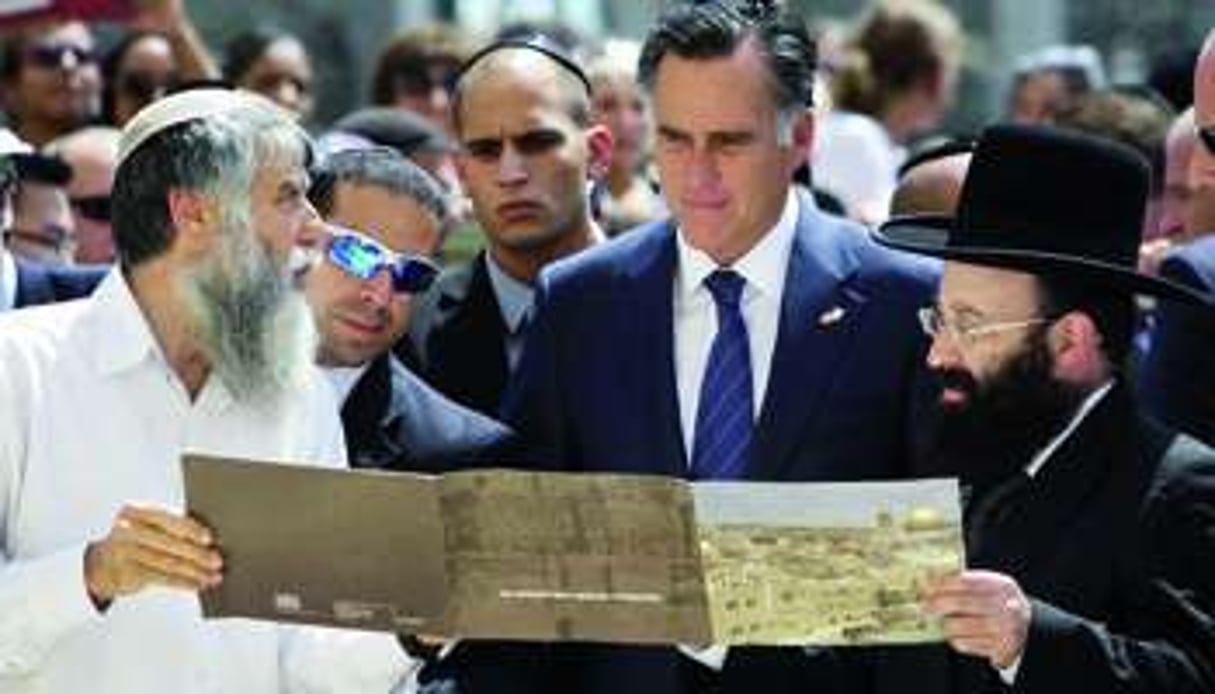 Le candidat républicain, Mitt Romney, à Jérusalem, le 29 juillet. © Dan Balilty/AP/Sipa