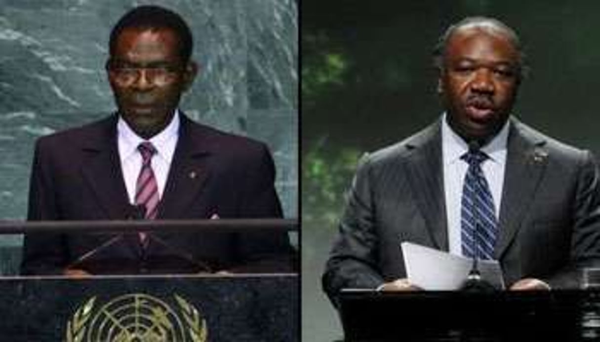Teodoro Obiang Nguema (à g.) et Ali Bongo Ondimba à New York les 24 et 25 février 2011. © Reuters