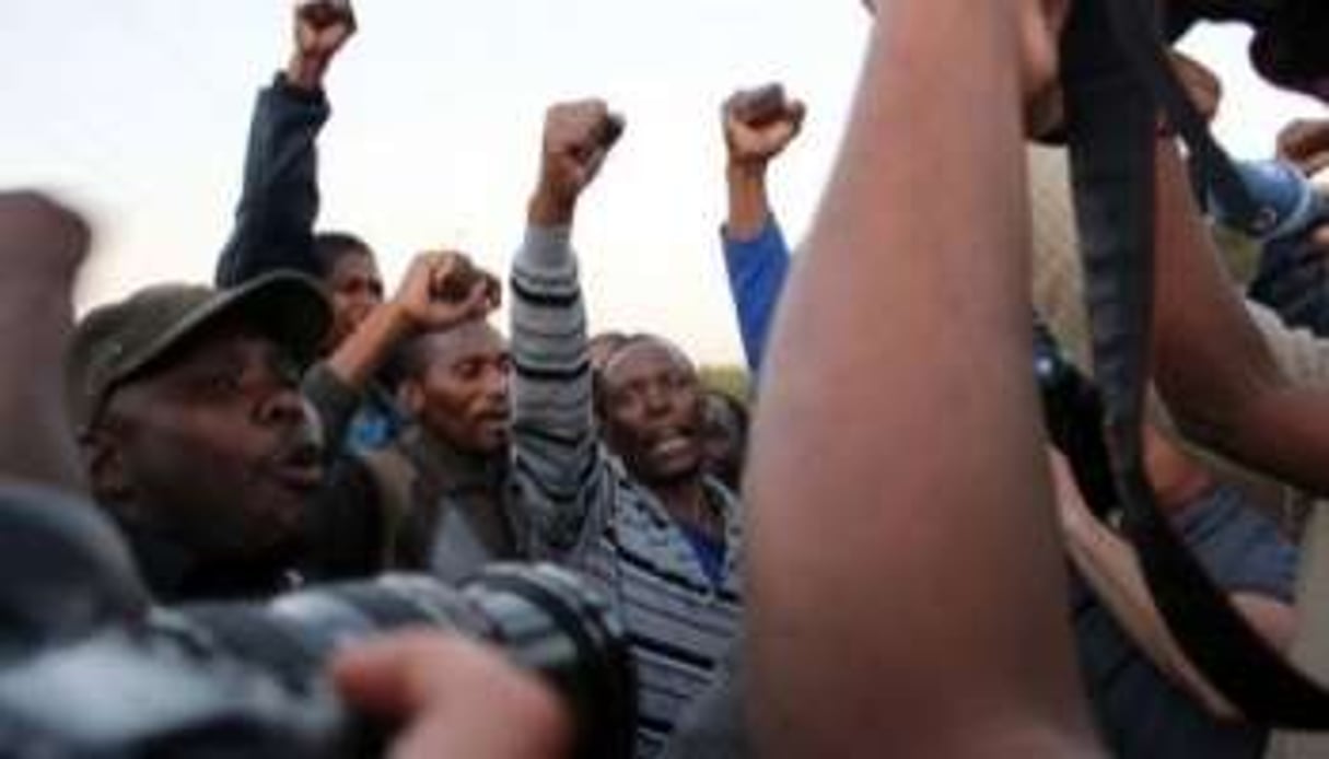 Des mineurs de Marikana fêtent leur libération, le 3 septembre 2012 à Ga-Rankuwa. © Cynthia R Matonhodze/AFP