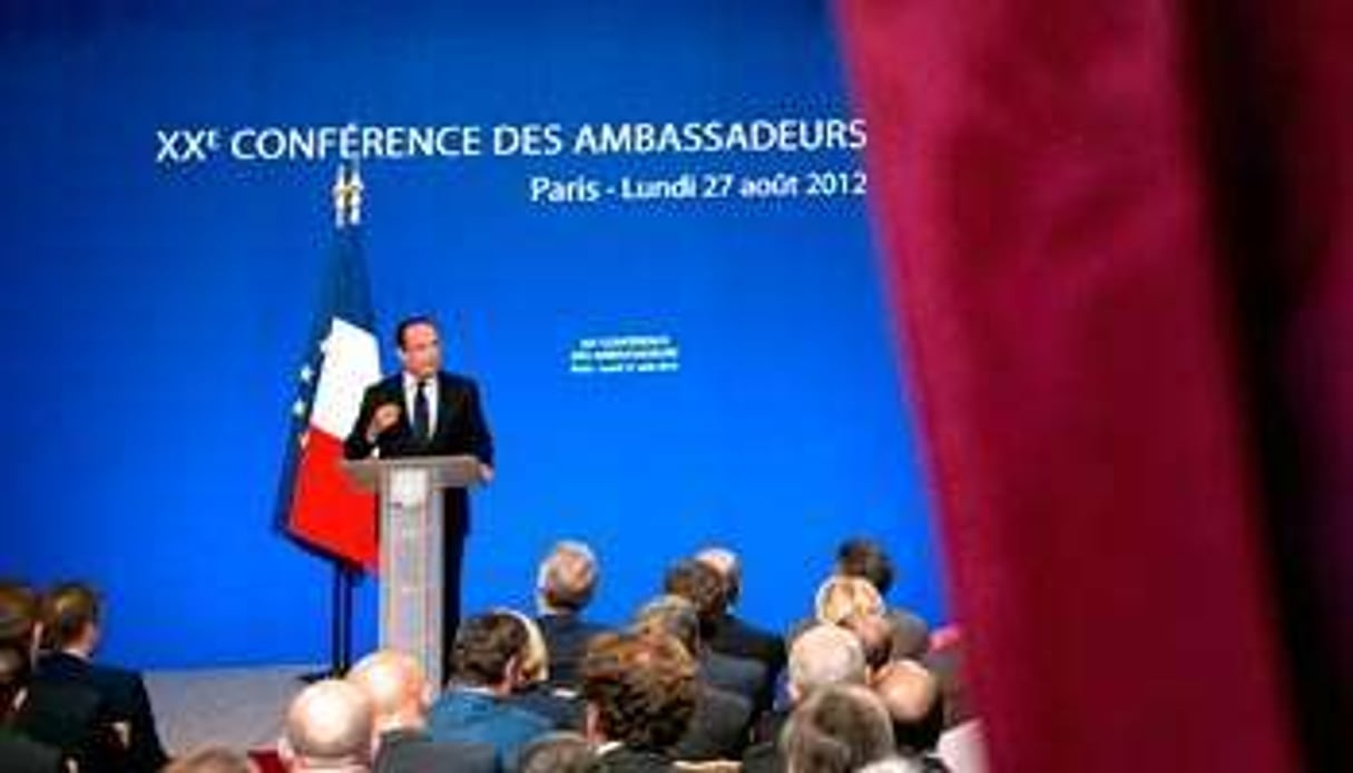 Le chef de l’État français lors de la conférence des ambassadeurs, à l’Élysée, le 27 août. © AFP