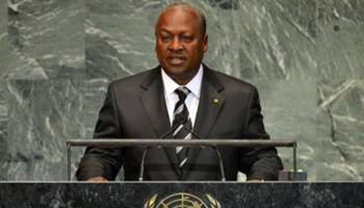 John Dramani Mahama s’exprimant devant l’Assemblée générale de l’ONU, le 26 septembre. © AFP – Stan Honda