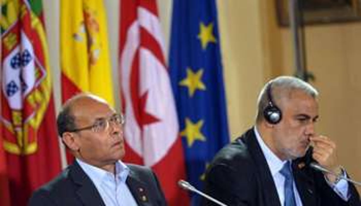 Moncef Marzouki (g) et Abdelilah Benkirane (d), le 6 octobre 2012 à Malte. © AFP
