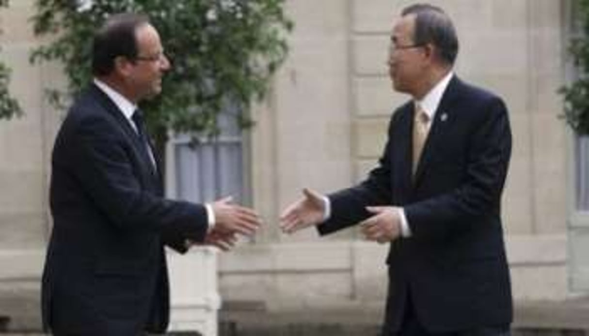 François Hollande avec Ban Ki-moon, à Paris, mardi 9 octobre. © Philippe Wojazer/Reuters