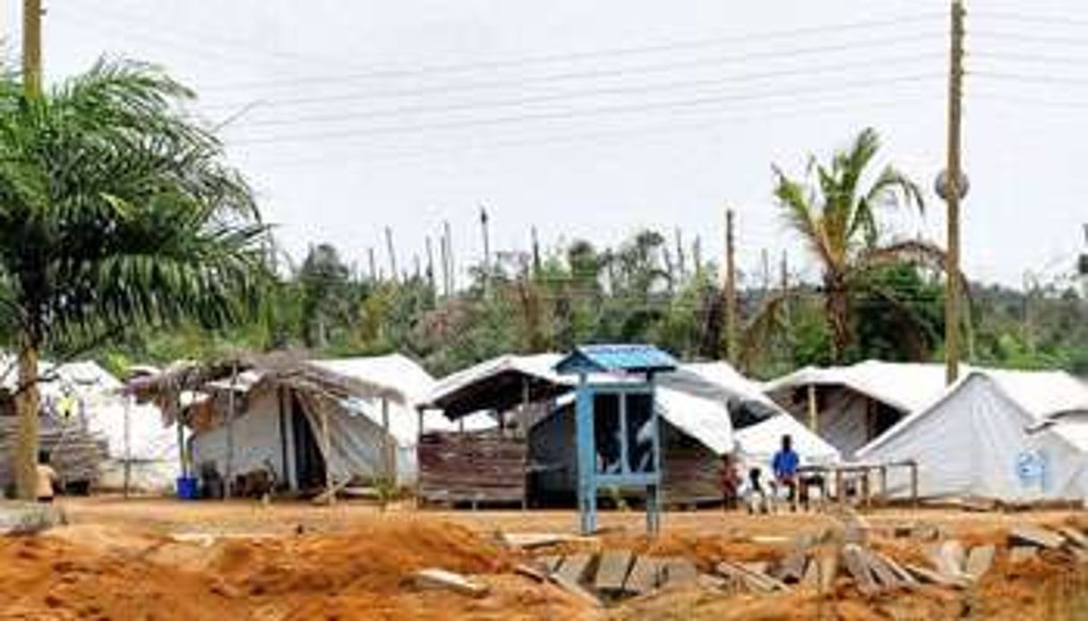 Le camp de réfugiés ivoiriens d’Ampain, au Ghana, le 10 octobre 2011. © AFP