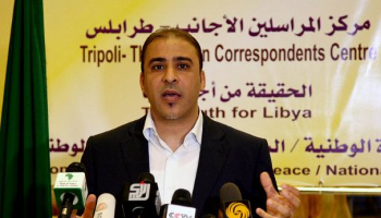Moussa Ibrahim, lors d’une conférence de presse le 29 juillet 2011 à Tripoli. © AFP