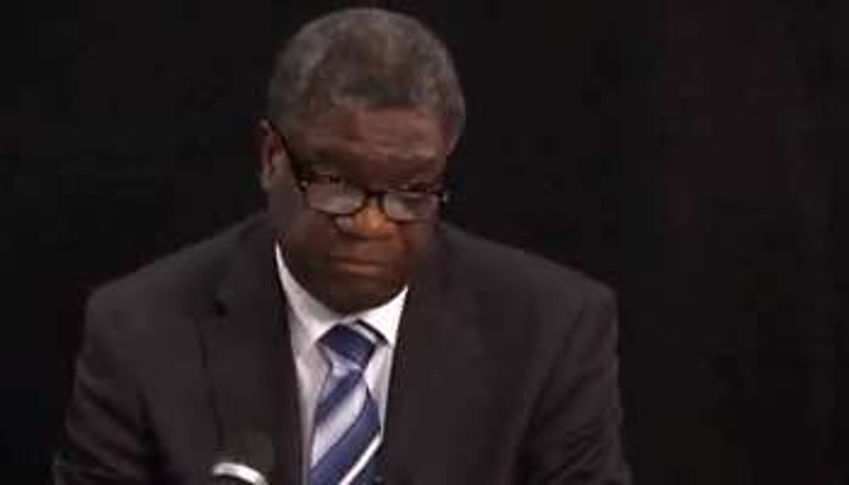 Le docteur Mukwege, le 1er novembre à Stockholm, en Suède. © Capture d’écran