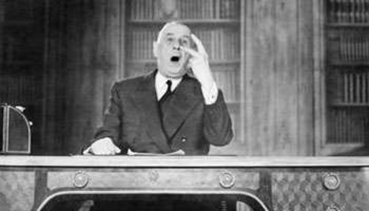 De Gaulle annonce le cessez le feu, le 19 mars 1962. © AFP