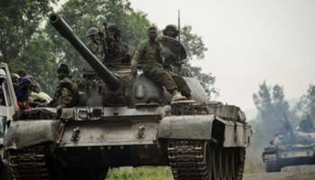 L’armée congolaise à la poursuite des rebelles du M23, le 26 juillet 2012 près de Goma. © Phil Moore/AFP