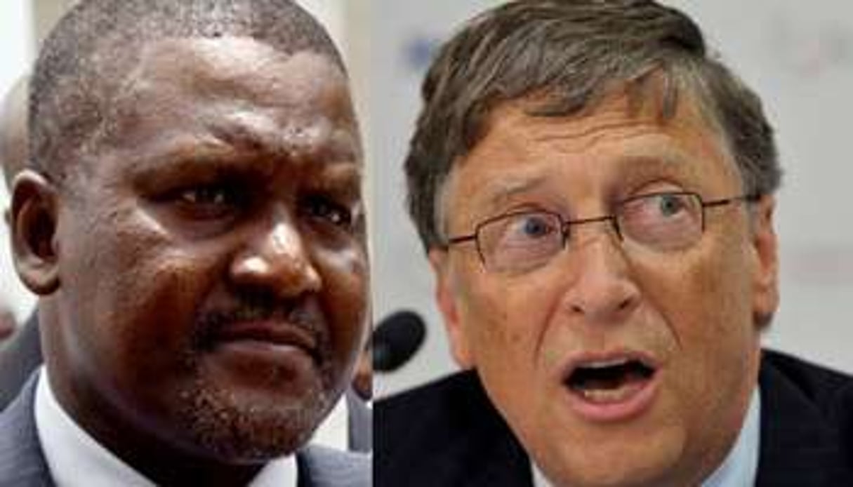 Aliko dangote et Bill Gates, premières fortunes d’Afrique et des États-Unis. © AFP/Montage J.A.