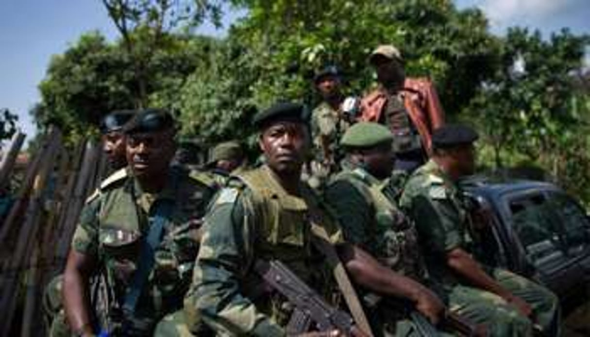 Des membres du M23, le 26 novembre à Minova, dans l’est de la RDC. © AFP