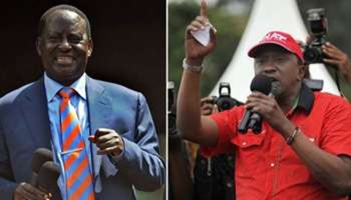 Le Premier ministre kényan Raila Odinga, à gauche, et le vice-Premier ministre Uhuru Kenyatta. © AFP