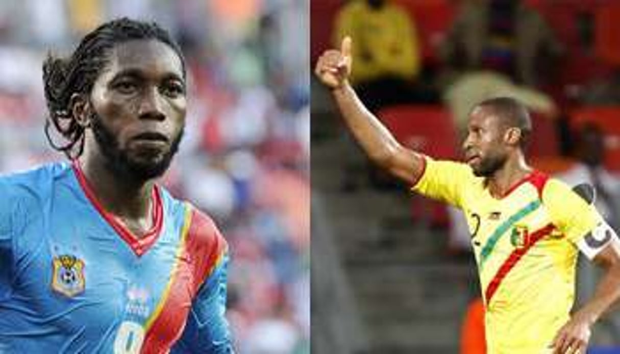 Dieumerci Mbokani et Seydou Keita, deux stars de la RDC et du Mali. © Reuters/DR