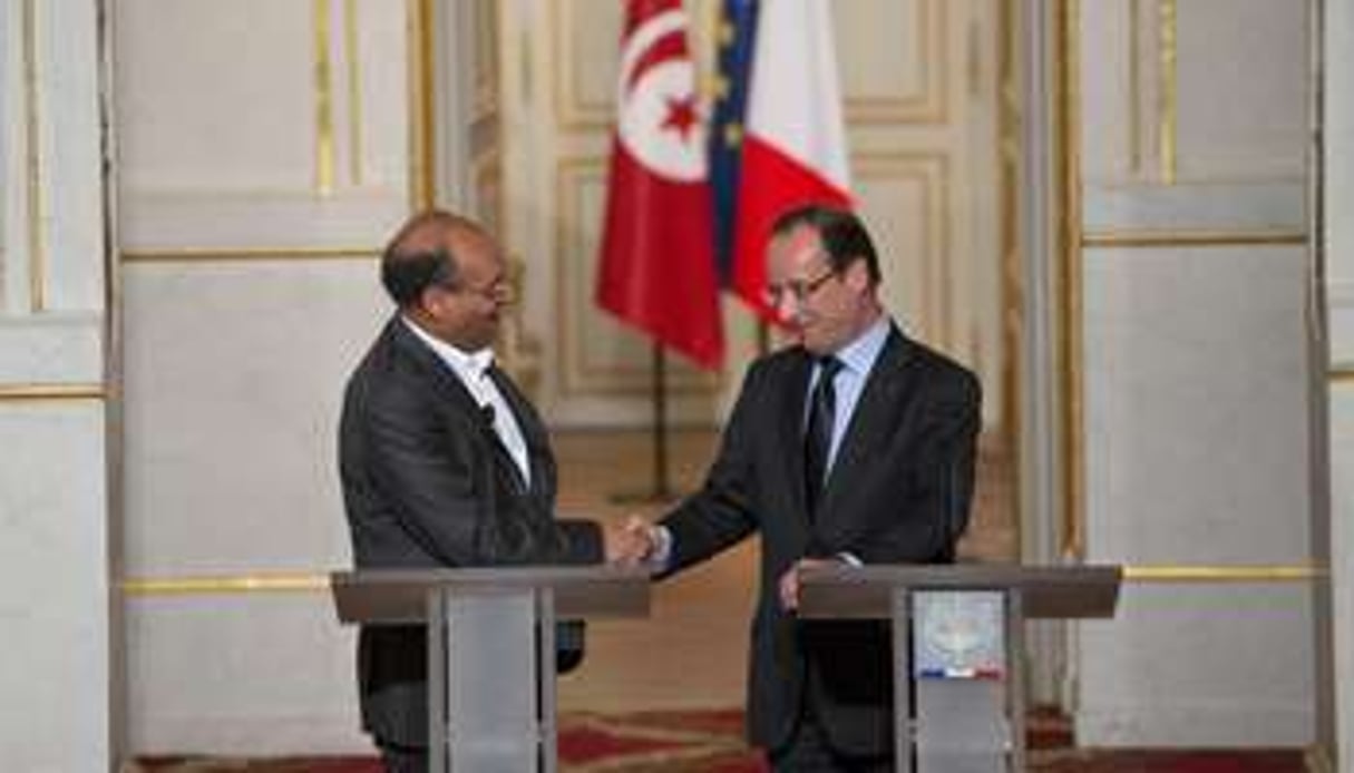 Moncef Marzouki et François Hollande à Paris, le 17 juillet 2012. © Nicolas Fauqué – imagesdetunisie.com