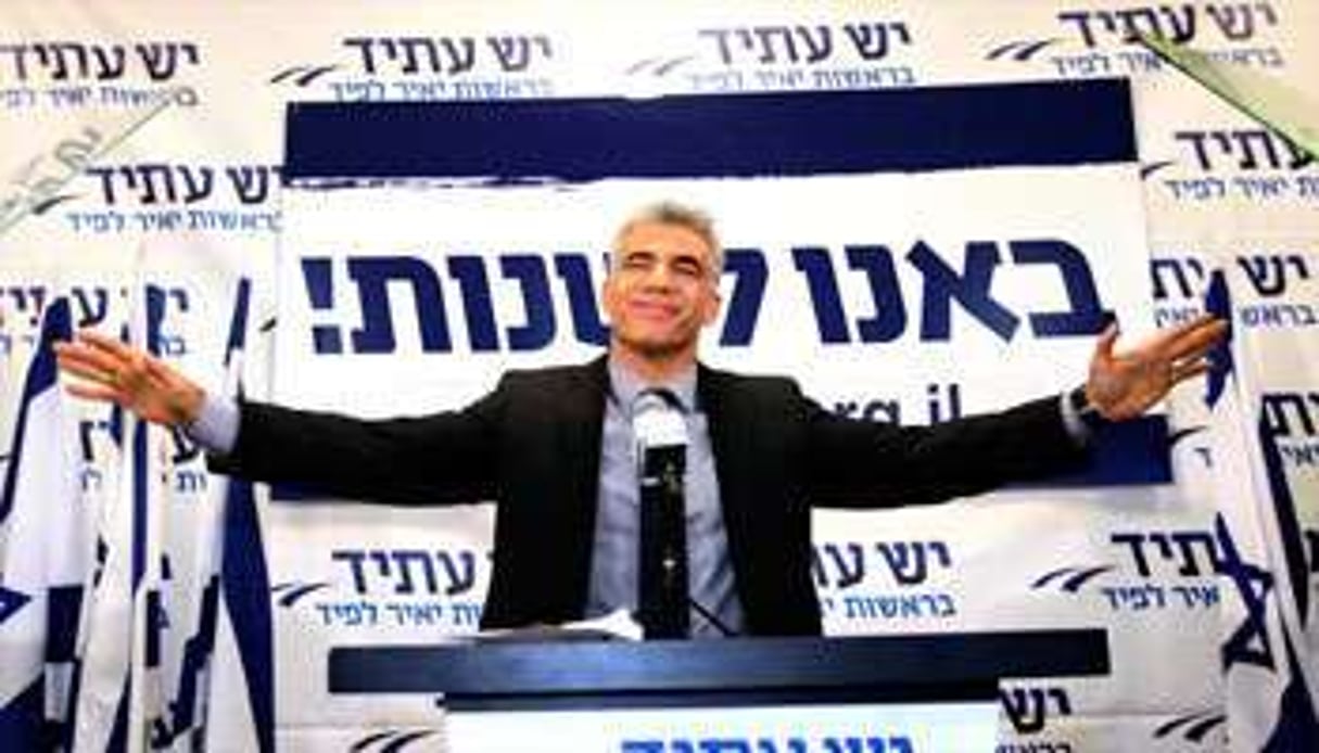 Le leader de Yesh Atid au siège de son parti, le 23 janvier, à Tel Aviv. © Sipa