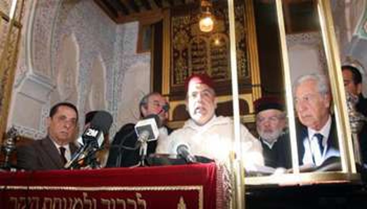 Intervention de Abdelilah Benkirane lors de la cérémonie d’inauguration de la synagogue. © MAP