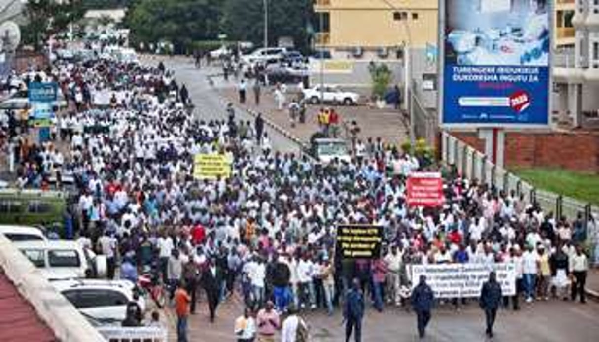 Manifestation à Kigali, le 11 février. © Sipa