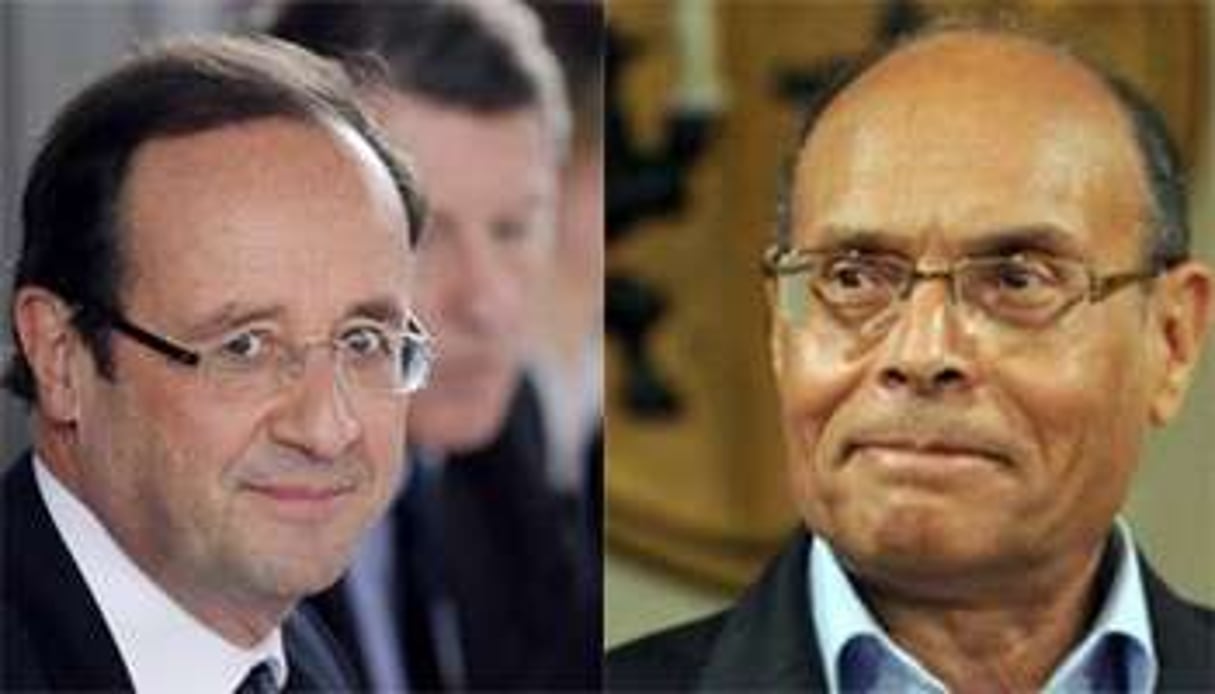 François Hollande et Moncef Marzouki. © AFP/Montage J.A.