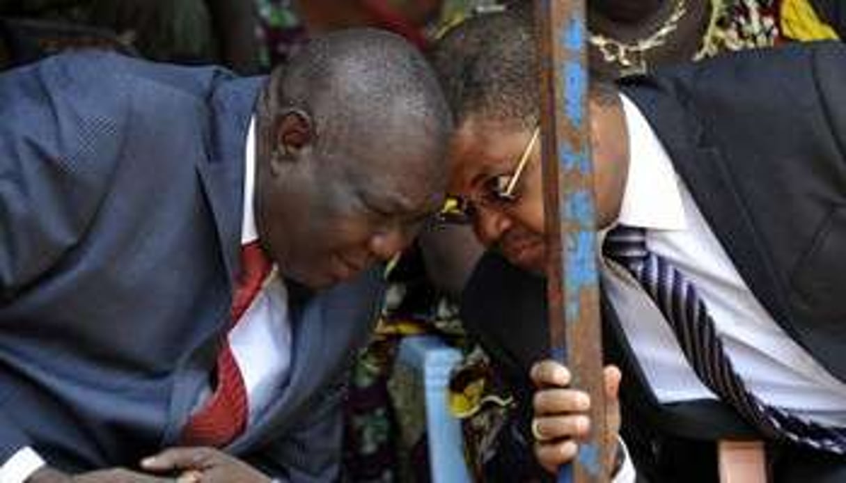 Le président Michel Djotodia (à g.) et le Premier ministre Nicolas Tiangaye. © AFP