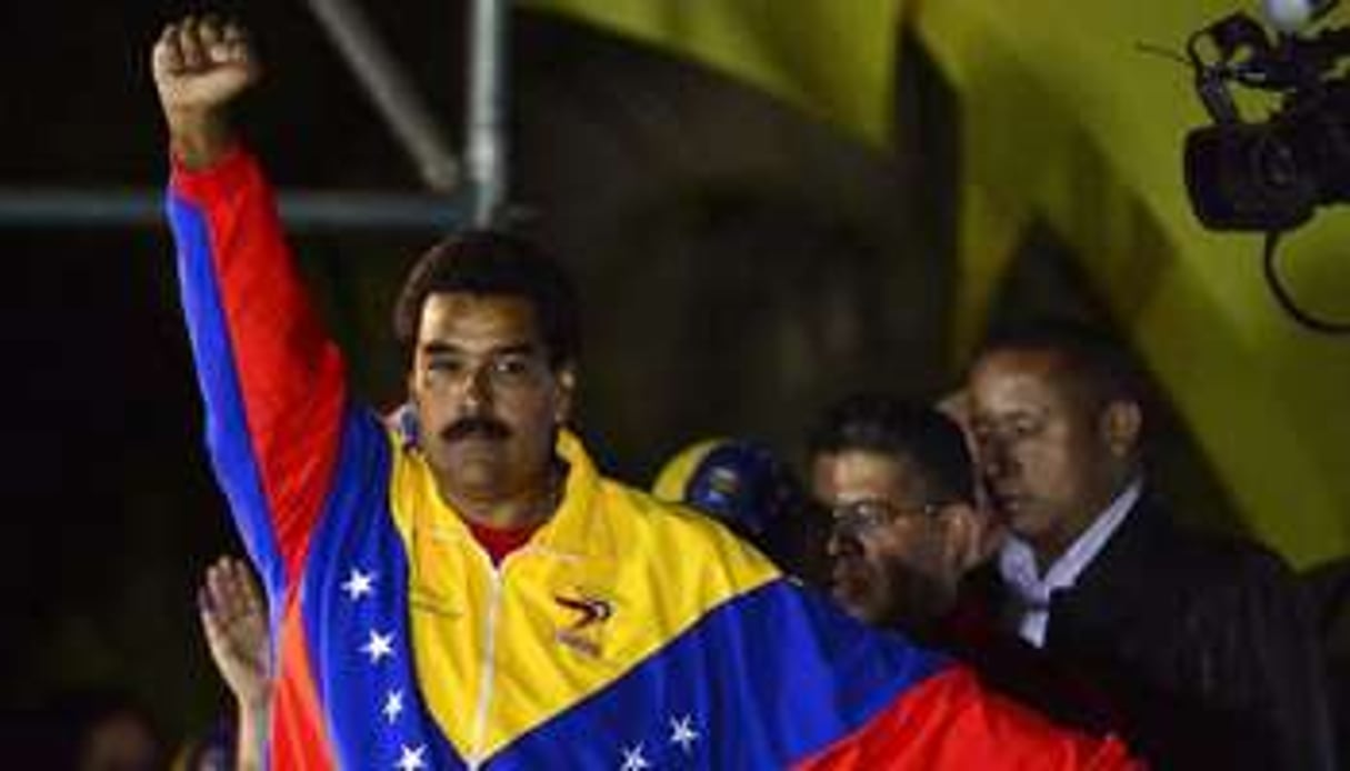Nicolas Maduro après l’annonce des résultats de la présidentielle le 14 avril 2013 à Caracas. © AFP
