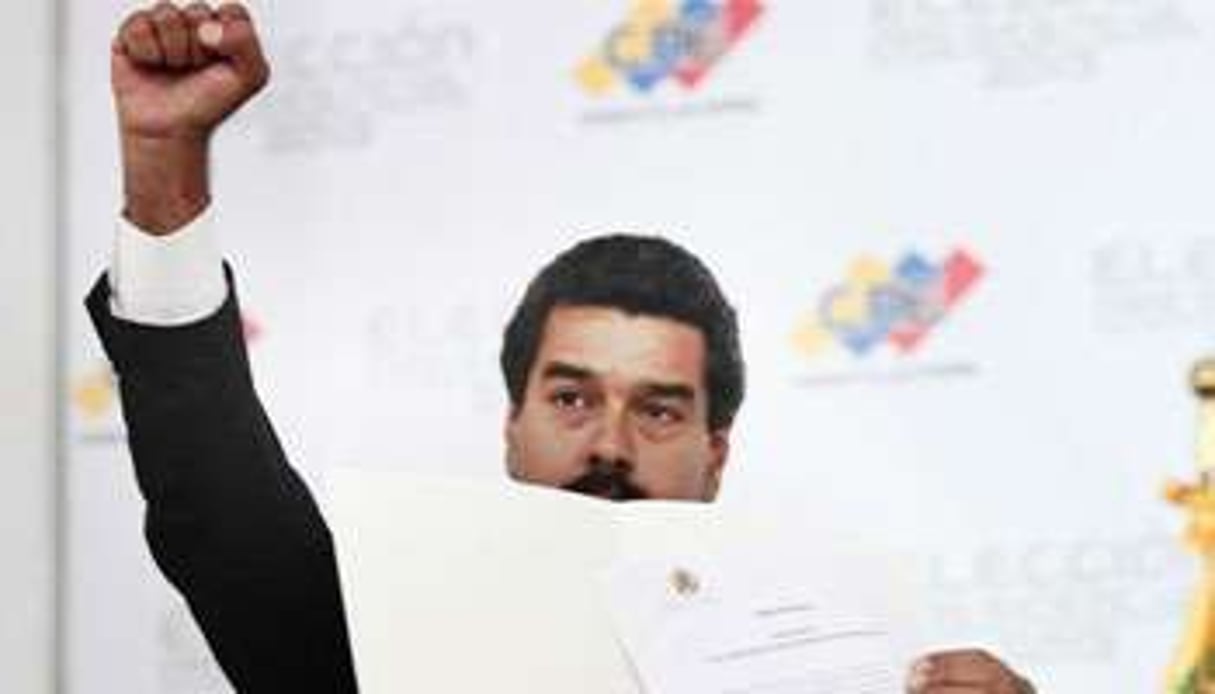 Nicolás Maduron après l’annonce des résultats, le 14 avril à Caracas. © AFP
