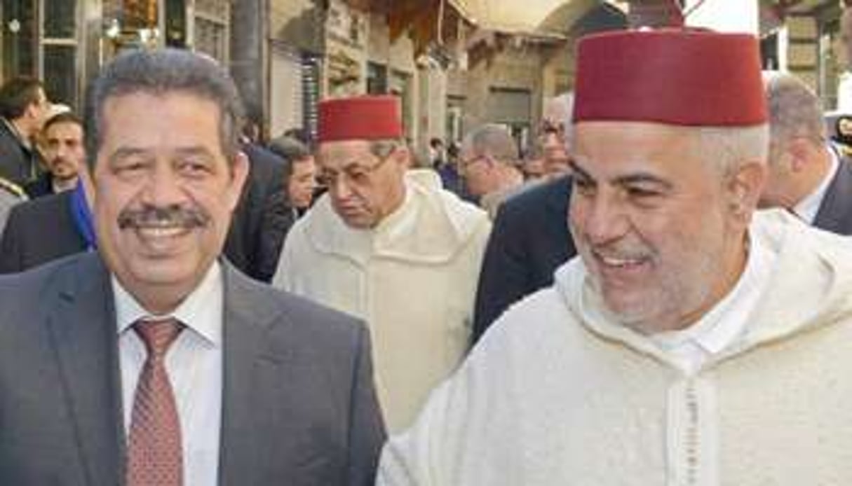 Hamid Chabat (g) et Abdelilah Benkirane (d), à Fès. © AFP