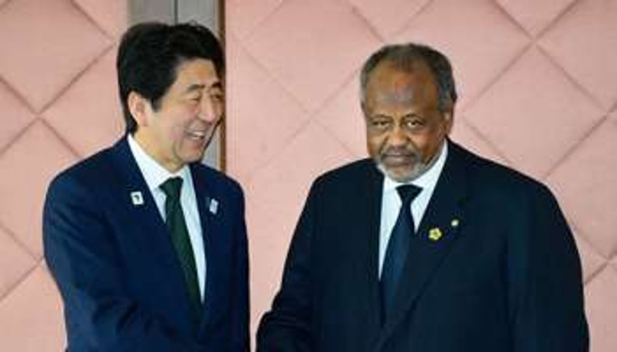 Le Premier ministre japonais Shinzo Abe (G) et le président de Djibouti, Ismail Omar Guelleh. © AFP