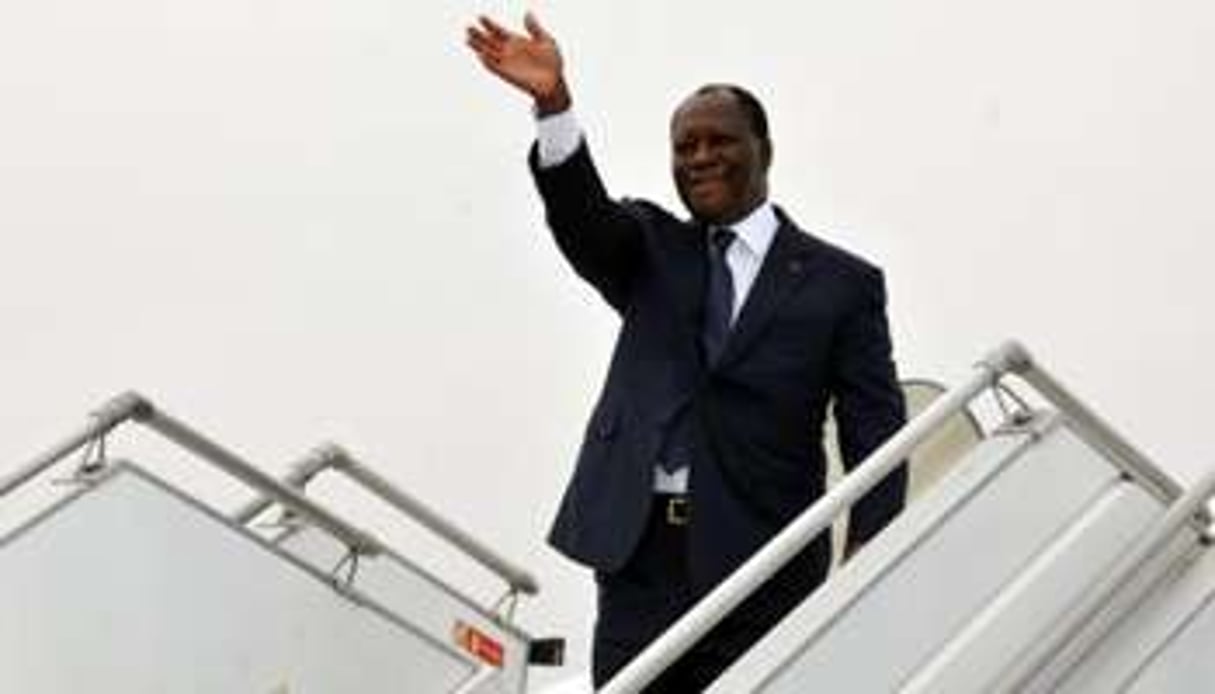 Le président ivoirien, Alassane Ouattara, à Pointe-Noire, le 9 juin 2013. © AFP
