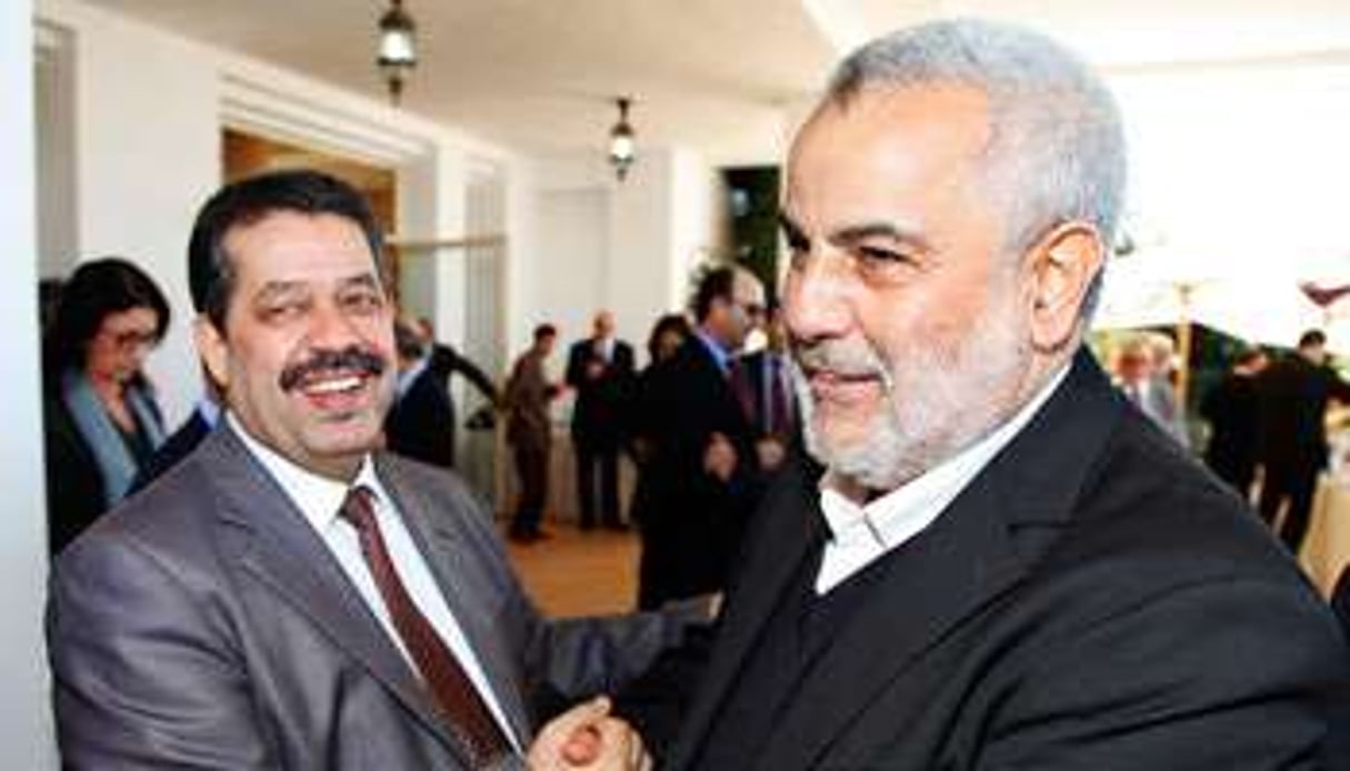 Abdelilah Benkirane (à dr.) et Hamid Chabat, le 26 novembre 2011. © AIC Press