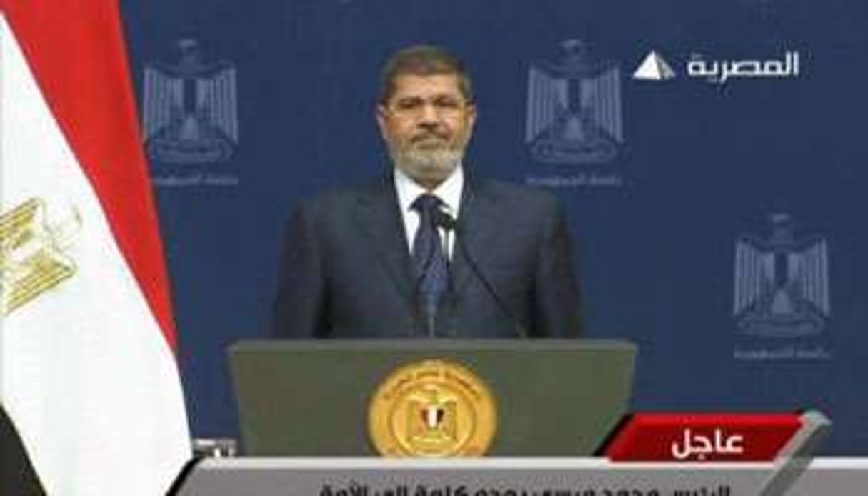 Le président égyptien pendant son discours du 26 juin. © AFP