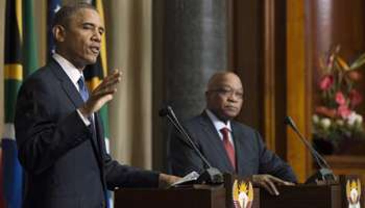 Barack Obama et son homologue sud-africain, Jacob Zuma, le 29 juin 2013 à Pretoria. © AFP