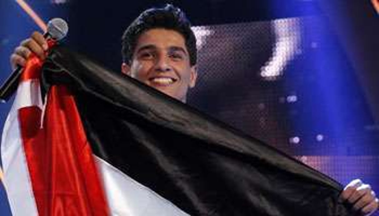 Mohamed Assaf, lors de la finale d’Arab Idol, près de Beyrouth (Liban), le 22 juin. © ANWAR AMRO / AFP