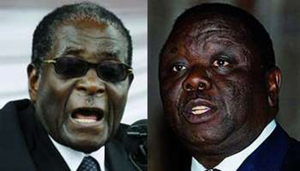 Robert Mugabe et son rival Morgan Tsvangirai. © Montage J.A/AFP