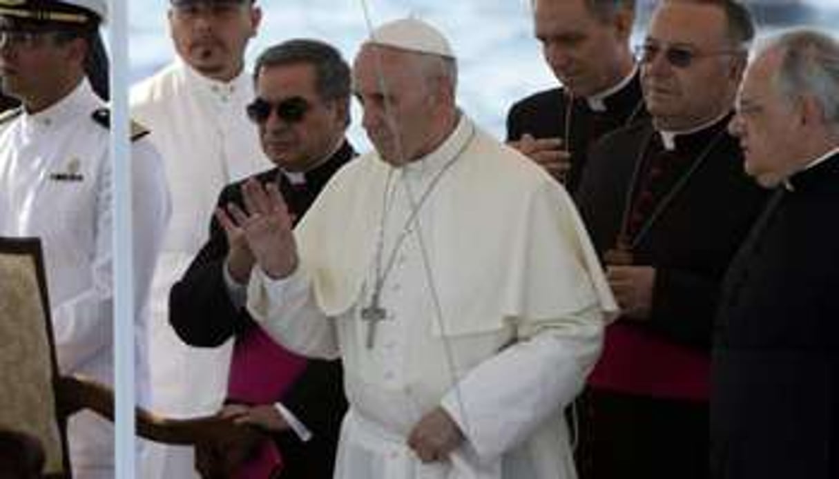 Début de la visite du pape François à Lampedusa, en Italie, le 8 juillet 2013. © AFP