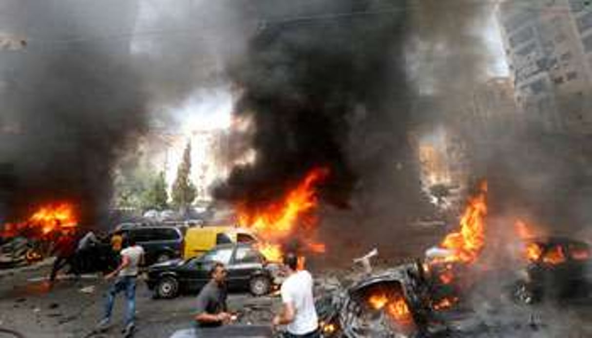 Dans le centre-ville de Dahiyé, banlieue chiite de Beyrouth, le 9 juillet. © AFP