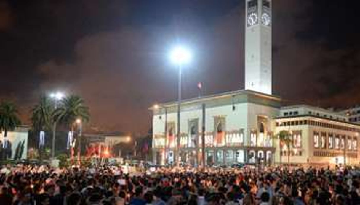 Manifestation à Casablanca, le 6 août, contre la grâce accordée à Daniel Galvan Vina. © AFP