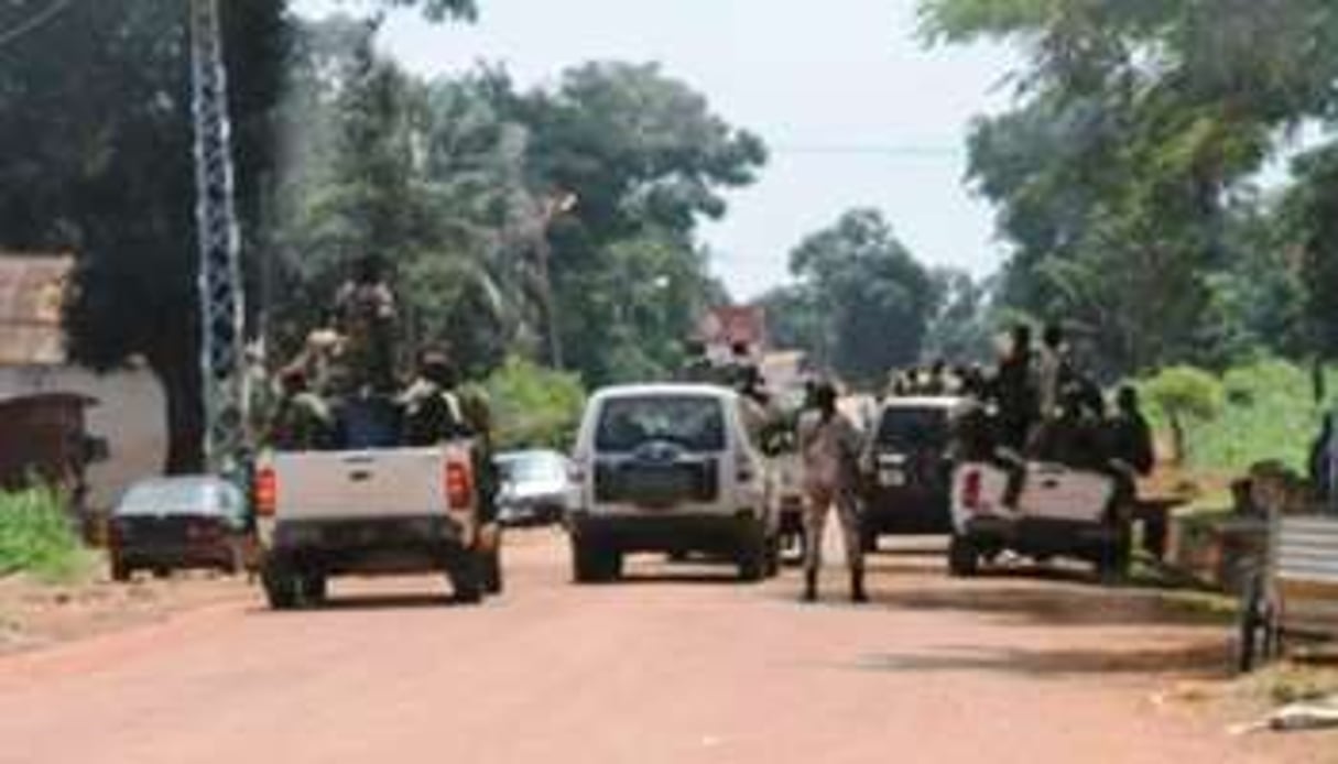 Arrivée de renforts près du lycée Barthélémy Boganda, à Bangui, le 20 août 2013.. © DR