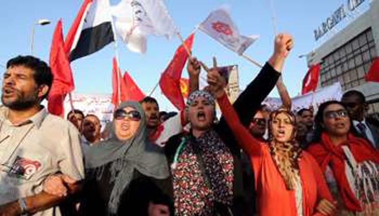 Manifestation près de l’Assemblée nationale à Tunis, le 7 septembre 2013. © AFP