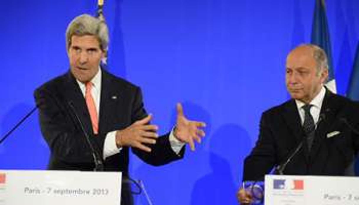 John Kerry et Laurent Fabius lors d’une conférence de presse à Paris le 7 septembre 2013. © AFP