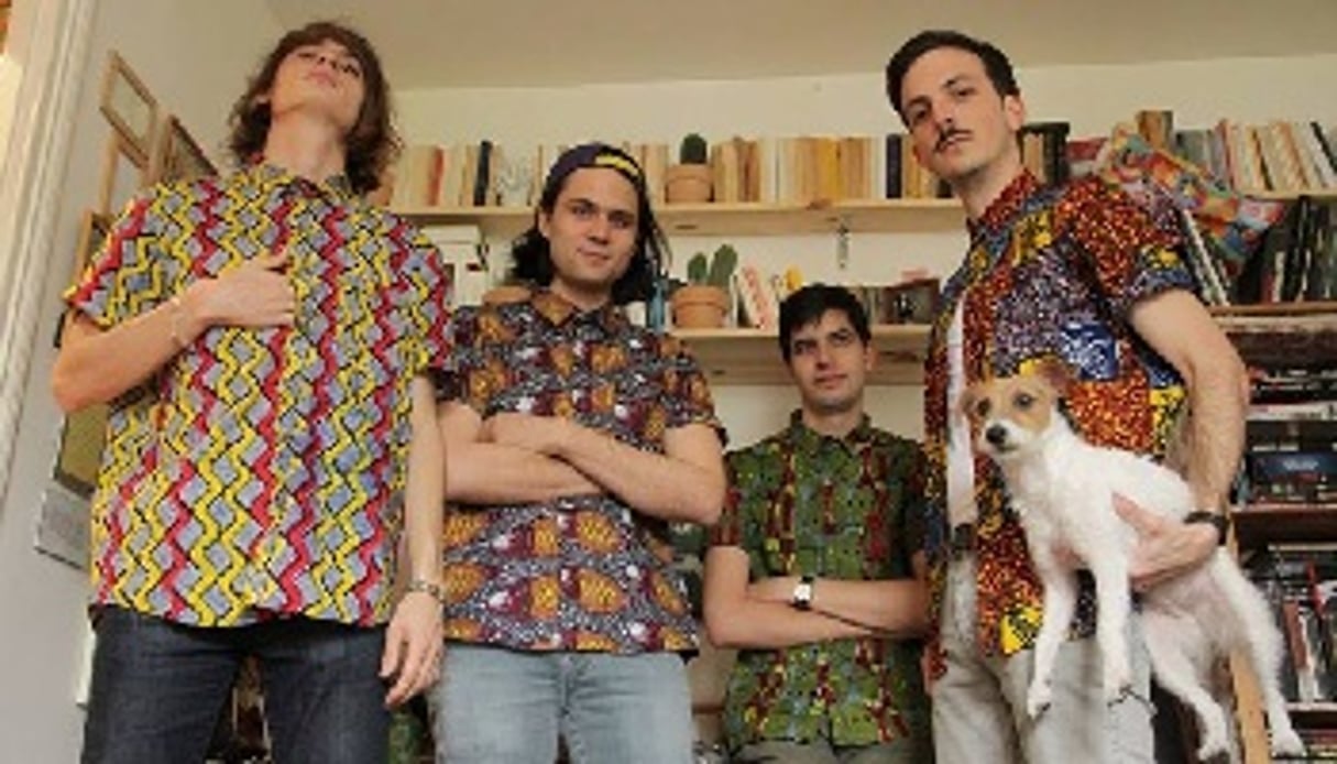 Dimitri Pougnet (deuxième en partant de la gauche) a lancé en mai 2013 sa collection de chemises en wax en collaboration avec la marque Wasted. © Ponyboy
